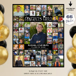 Congrats Grad 66 Photo Collage Custom Colour Poster<br><div class="desc">Congratulate your graduate and create a photo memory display poster print for their graduation party utilizing this easy-to-create photo collage with 66 pictures through the years. The design features the title CONGRATS GRAD in a modern hand lettered brush stroke calligraphy typography accented with graduation cap and your custom text in...</div>