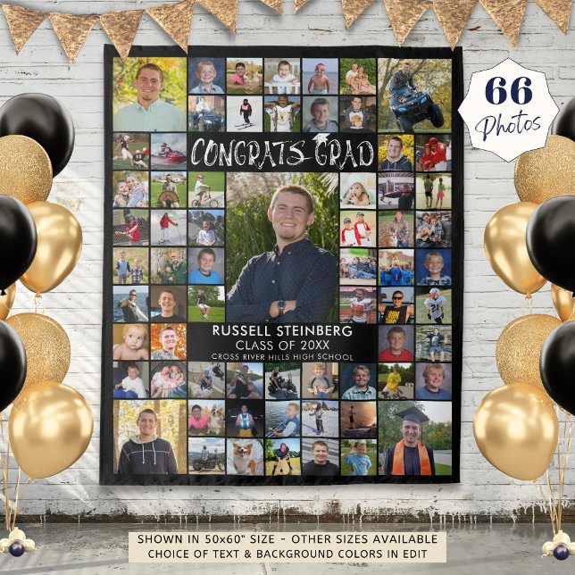 Congrats Grad 66 Photo Collage Custom Colour Tapestry (Creator Uploaded)