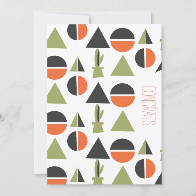Congrats Grad Abstract Cactus Mountain Card (Front)