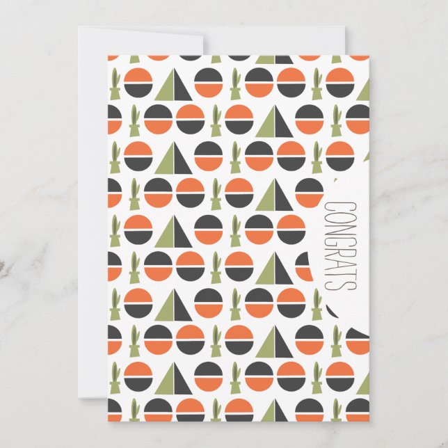 Congrats Grad Abstract Cactus Mountain Card (Front)