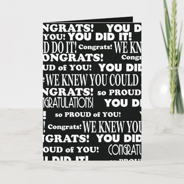 Congrats grad black and white card (Front)