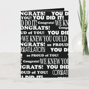 Congrats grad black and white card