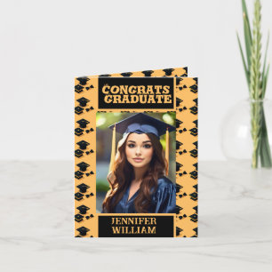  Congrats Grad black and yellow Photo Graduation Card