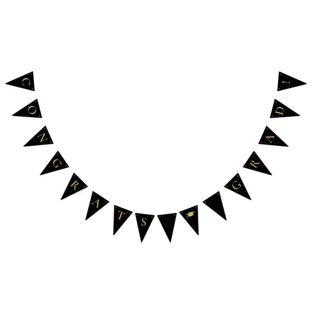 Congrats Grad Black Bunting Flags (All)