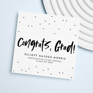 Congrats grad black confetti graduation napkins
