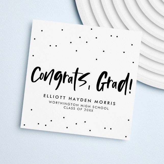 Congrats grad black confetti graduation napkins (Creator Uploaded)