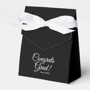 Congrats grad black elegant script class year favor box