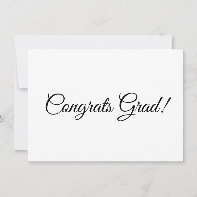 Congrats grad black script calligraphy elegant card (Front)