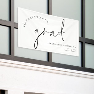 Congrats Grad Black Script Graduation Announce Banner