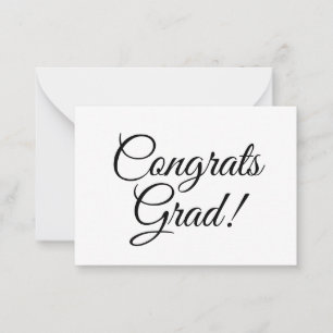 Congrats grad black white custom script text card