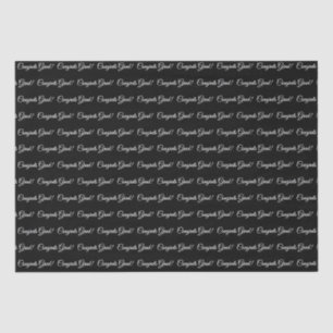Congrats grad black white elegant script pattern tissue paper