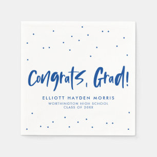 Congrats grad blue confetti graduation napkin