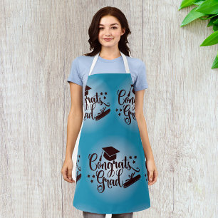 Congrats Grad Blue Graduation Celebration Apron
