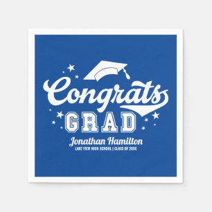 Congrats Grad Blue Graduation Party  Napkin