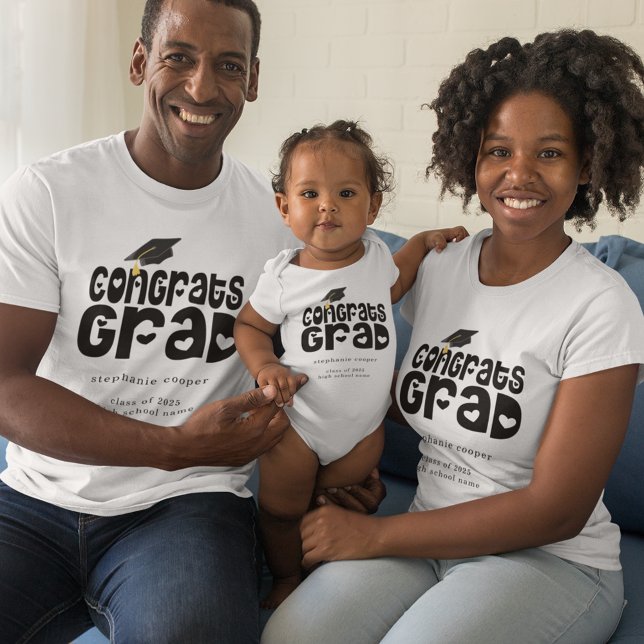 Congrats Grad Bold Text Name Graduation T-Shirt (Creator Uploaded)