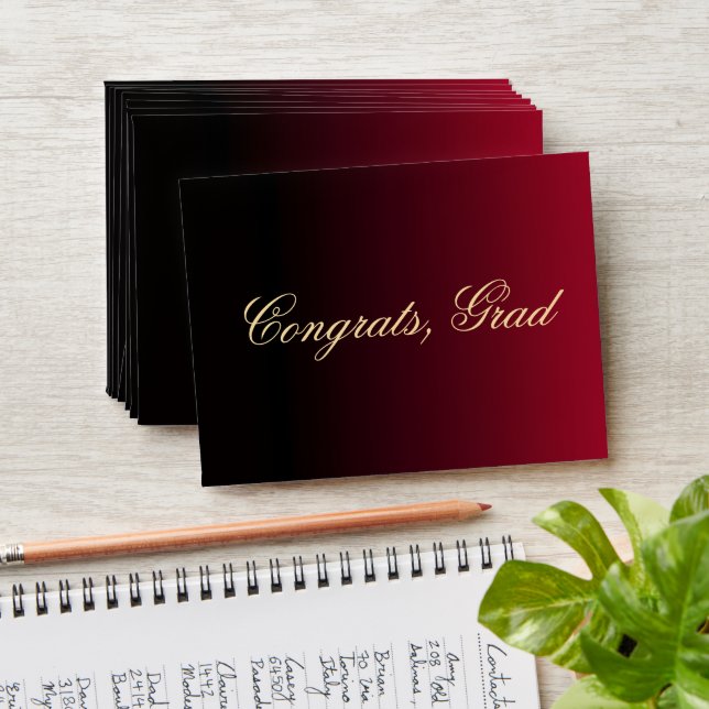 Congrats Grad Burgundy Black Gold Script Honour Envelope (Stacked)