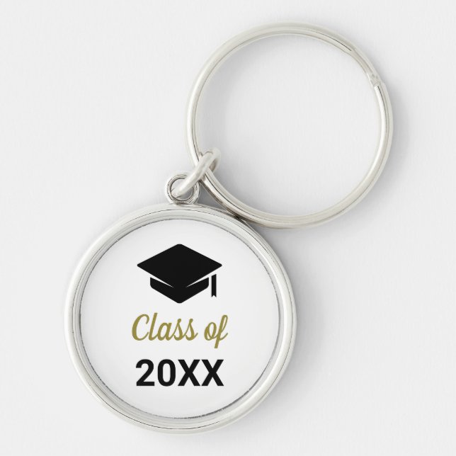 Congrats Grad Class Of Any Year Graduation Cap Keychain (Front)
