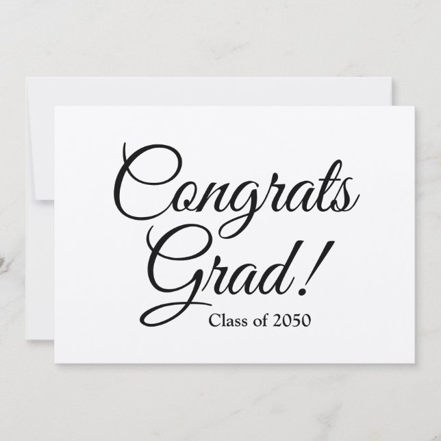 Congrats grad class year custom script graduation card (Front)