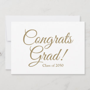 Congrats grad class year gold script graduation card