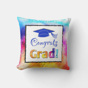 Congrats Grad Colours, Fun Throw Pillow