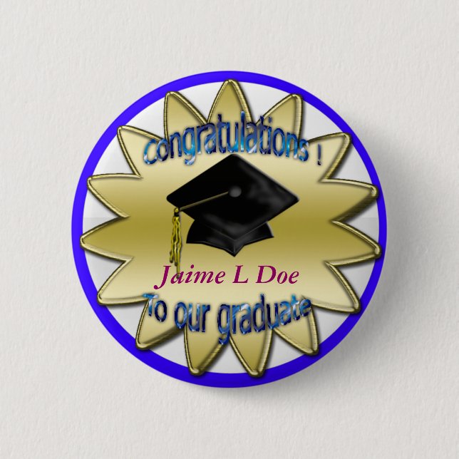 congrats grad commemorative 2 inch round button (Front)