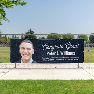 Congrats Grad Computer Binary Language Background Banner