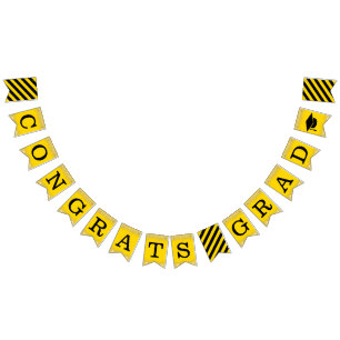 Congrats Grad Congratulations Yellow Black Bunting Flags