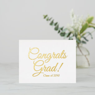 Congrats grad custom script graduation foil holiday postcard