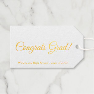 Congrats grad custom script school class year gift tags