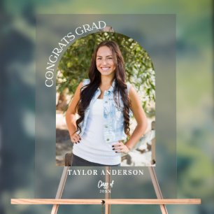 Congrats Grad Elegant Modern Arch Photo Frosted Acrylic Sign