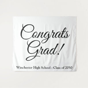 Congrats Grad elegant script class year graduation Tapestry