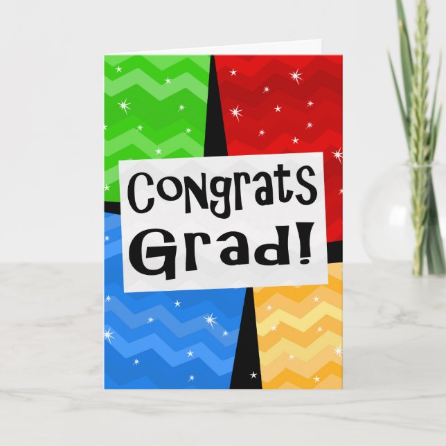 Congrats Grad Festive Multicolor Graduation Party Card (Front)