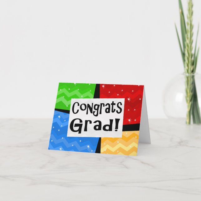 Congrats Grad Festive Multicolor Graduation Party Card (Front)