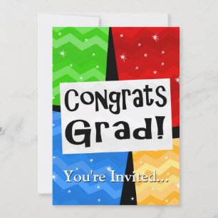 Congrats Grad Festive Multicolor Graduation Party Invitation