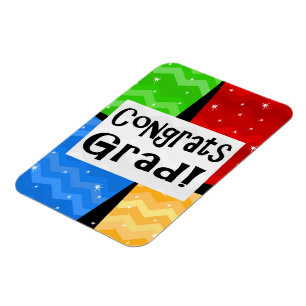 Congrats Grad Festive Multicolor Graduation Party Magnet