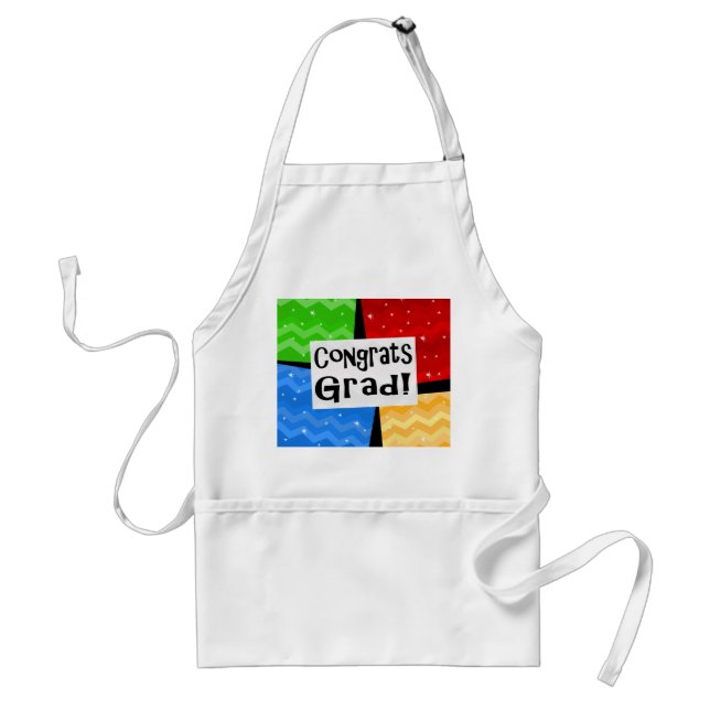 Congrats Grad Festive Multicolor Graduation Party Standard Apron (Front)