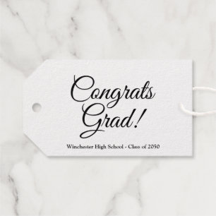 Congrats grad gold black custom school class year gift tags