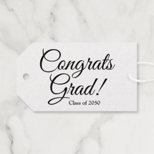 Congrats grad gold black script class year elegant gift tags