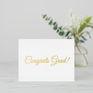 Congrats grad gold script calligraphy elegant foil holiday postcard