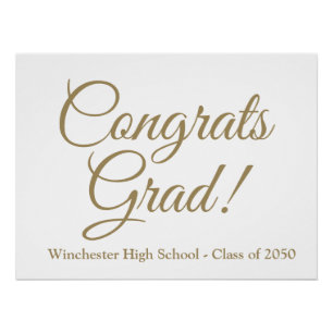 Congrats Grad gold script class year elegant Poster