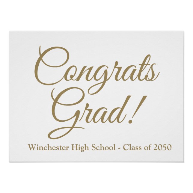 Congrats Grad gold script class year elegant Poster (Front)