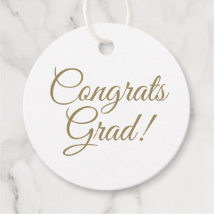 Congrats grad gold script elegant graduation favour tags