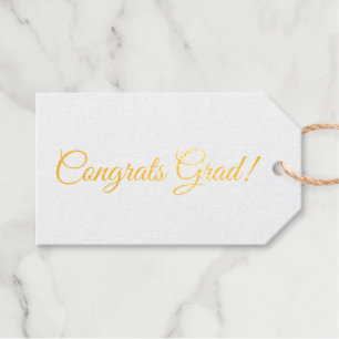 Congrats grad gold script elegant simple gift tags