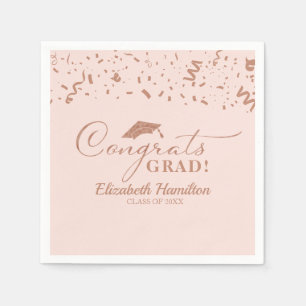 Congrats Grad Gold Script Graduation Party Napkins