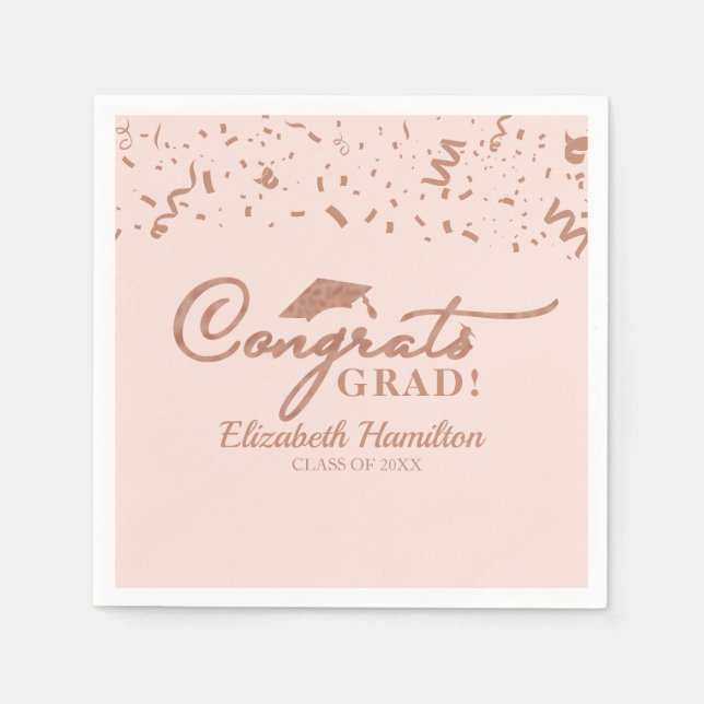 Congrats Grad Gold Script Graduation Party Napkins (Front)