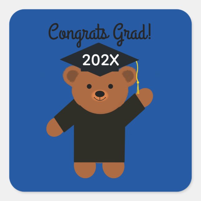 Congrats Grad! Graduation Bear #2 Stickers (Front)