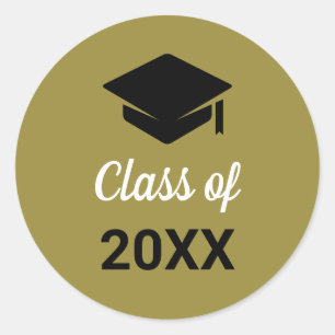Congrats Grad Graduation Cap Class Of Any Year Classic Round Sticker
