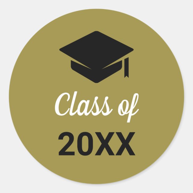 Congrats Grad Graduation Cap Class Of Any Year Classic Round Sticker (Front)