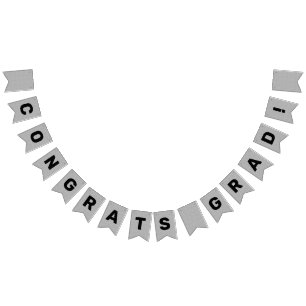Congrats Grad Graduation Silver Glitter Bunting Flags