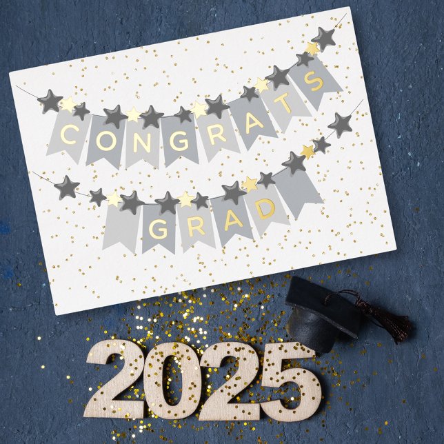 Congrats Grad Grey Gold Foil Card (Creator Uploaded)